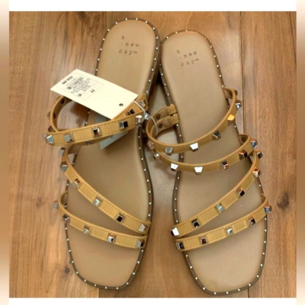 A New Day Studded Nude Sandals, NWT, Womens Size 11